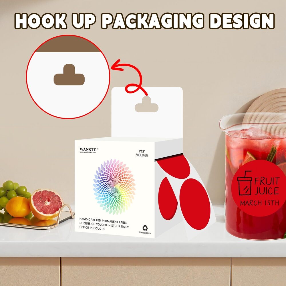 6831 3 Inch Red Color Code Dot Stickers,500 PCS Round Labels Sticker in - Picture 3 of 7